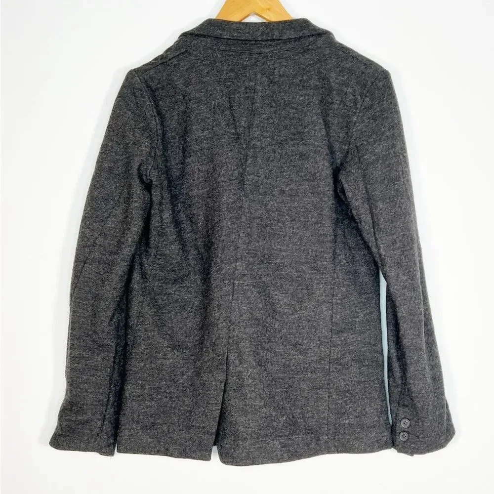 J. Crew 100% Wool Flannel Casual Blazer Suit Jacket Charcoal Grey Womens 4